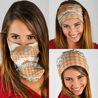 Orange Hawaii Tiare and Shell Lei Neck Gaiter Hawaiian Palaka Luxury Vibes - Polynesian Pride