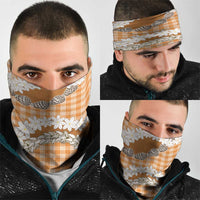 Orange Hawaii Tiare and Shell Lei Neck Gaiter Hawaiian Palaka Luxury Vibes - Polynesian Pride