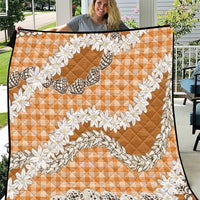 Orange Hawaii Tiare and Shell Lei Quilt Hawaiian Palaka Luxury Vibes - Polynesian Pride