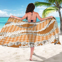 Orange Hawaii Tiare and Shell Lei Sarong Hawaiian Palaka Luxury Vibes - Polynesian Pride