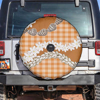 Orange Hawaii Tiare and Shell Lei Spare Tire Cover Hawaiian Palaka Luxury Vibes - Polynesian Pride