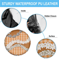 Orange Hawaii Tiare and Shell Lei Spare Tire Cover Hawaiian Palaka Luxury Vibes - Polynesian Pride