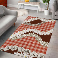 Red Hawaii Tiare and Shell Lei Area Rug Hawaiian Palaka Luxury Vibes - Polynesian Pride