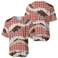 Red Hawaii Tiare and Shell Lei Baseball Jersey Hawaiian Palaka Luxury Vibes - Polynesian Pride