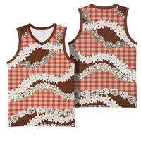 Red Hawaii Tiare and Shell Lei Basketball Jersey Hawaiian Palaka Luxury Vibes - Polynesian Pride