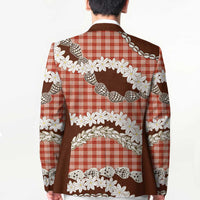Red Hawaii Tiare and Shell Lei Blazer Hawaiian Palaka Luxury Vibes - Polynesian Pride