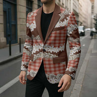 Red Hawaii Tiare and Shell Lei Blazer Hawaiian Palaka Luxury Vibes - Polynesian Pride