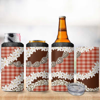 Red Hawaii Tiare and Shell Lei 4 in 1 Can Cooler Tumbler Hawaiian Palaka Luxury Vibes LT14 - Polynesian Pride