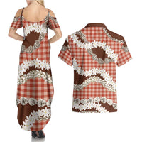Red Hawaii Tiare and Shell Lei Couples Matching Summer Maxi Dress and Hawaiian Shirt Hawaiian Palaka Luxury Vibes LT14 - Polynesian Pride