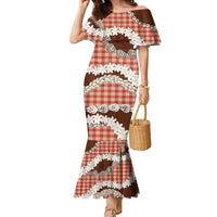 Red Hawaii Tiare and Shell Lei Family Matching Mermaid Dress and Hawaiian Shirt Hawaiian Palaka Luxury Vibes - Polynesian Pride