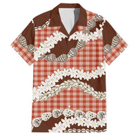 Red Hawaii Tiare and Shell Lei Family Matching Short Sleeve Bodycon Dress and Hawaiian Shirt Hawaiian Palaka Luxury Vibes LT14 Dad's Shirt - Short Sleeve Red - Polynesian Pride