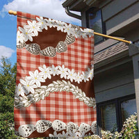 Red Hawaii Tiare and Shell Lei Garden Flag Hawaiian Palaka Luxury Vibes - Polynesian Pride
