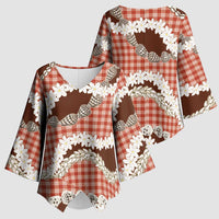 Red Hawaii Tiare and Shell Lei Kimono Sleeve Blouse Hawaiian Palaka Luxury Vibes - Polynesian Pride