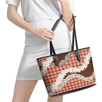 Red Hawaii Tiare and Shell Lei Leather Tote Bag Hawaiian Palaka Luxury Vibes - Polynesian Pride