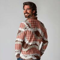 Red Hawaii Tiare and Shell Lei Long Sleeve Polo Shirt Hawaiian Palaka Luxury Vibes - Polynesian Pride