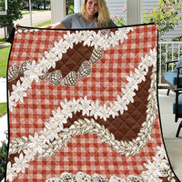 Red Hawaii Tiare and Shell Lei Quilt Hawaiian Palaka Luxury Vibes - Polynesian Pride