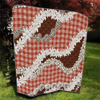 Red Hawaii Tiare and Shell Lei Quilt Hawaiian Palaka Luxury Vibes - Polynesian Pride