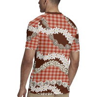 Red Hawaii Tiare and Shell Lei Rugby Jersey Hawaiian Palaka Luxury Vibes - Polynesian Pride