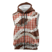 Red Hawaii Tiare and Shell Lei Sleeveless Zip Hoodie Hawaiian Palaka Luxury Vibes - Polynesian Pride