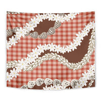 Red Hawaii Tiare and Shell Lei Tapestry Hawaiian Palaka Luxury Vibes - Polynesian Pride