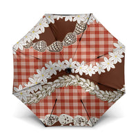 Red Hawaii Tiare and Shell Lei Umbrella Hawaiian Palaka Luxury Vibes - Polynesian Pride