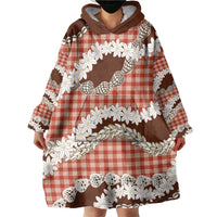 Red Hawaii Tiare and Shell Lei Wearable Blanket Hoodie Hawaiian Palaka Luxury Vibes - Polynesian Pride