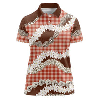 Red Hawaii Tiare and Shell Lei Women Polo Shirt Hawaiian Palaka Luxury Vibes LT14 Female Red - Polynesian Pride