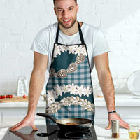 Dark Cyan Hawaii Tiare and Shell Lei Apron Hawaiian Palaka Luxury Vibes - Polynesian Pride