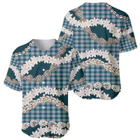 Dark Cyan Hawaii Tiare and Shell Lei Baseball Jersey Hawaiian Palaka Luxury Vibes - Polynesian Pride