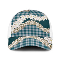 Dark Cyan Hawaii Tiare and Shell Lei Baseball Net Cap Hawaiian Palaka Luxury Vibes - Polynesian Pride