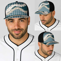 Dark Cyan Hawaii Tiare and Shell Lei Baseball Net Cap Hawaiian Palaka Luxury Vibes - Polynesian Pride