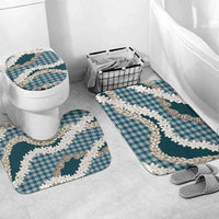 Dark Cyan Hawaii Tiare and Shell Lei Bathroom Set Hawaiian Palaka Luxury Vibes - Polynesian Pride
