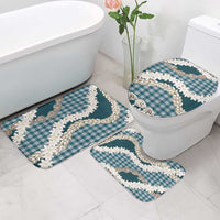 Dark Cyan Hawaii Tiare and Shell Lei Bathroom Set Hawaiian Palaka Luxury Vibes - Polynesian Pride