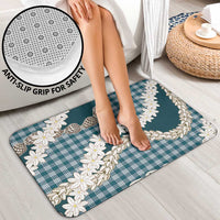 Dark Cyan Hawaii Tiare and Shell Lei Bathroom Set Hawaiian Palaka Luxury Vibes - Polynesian Pride