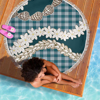 Dark Cyan Hawaii Tiare and Shell Lei Beach Blanket Hawaiian Palaka Luxury Vibes - Polynesian Pride
