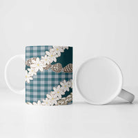 Dark Cyan Hawaii Tiare and Shell Lei Ceramic Mug Hawaiian Palaka Luxury Vibes - Polynesian Pride