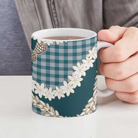 Dark Cyan Hawaii Tiare and Shell Lei Ceramic Mug Hawaiian Palaka Luxury Vibes - Polynesian Pride