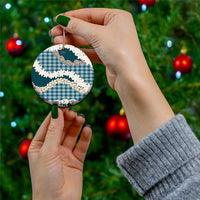 Dark Cyan Hawaii Tiare and Shell Lei Ceramic Ornament Hawaiian Palaka Luxury Vibes - Polynesian Pride