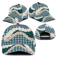 Dark Cyan Hawaii Tiare and Shell Lei Classic Cap Hawaiian Palaka Luxury Vibes - Polynesian Pride