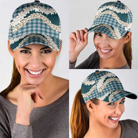 Dark Cyan Hawaii Tiare and Shell Lei Classic Cap Hawaiian Palaka Luxury Vibes - Polynesian Pride