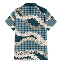 Dark Cyan Hawaii Tiare and Shell Lei Family Matching Mermaid Dress and Hawaiian Shirt Hawaiian Palaka Luxury Vibes LT14 - Polynesian Pride