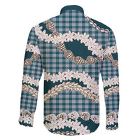 Dark Cyan Hawaii Tiare and Shell Lei Family Matching Off Shoulder Maxi Dress and Hawaiian Shirt Hawaiian Palaka Luxury Vibes - Polynesian Pride