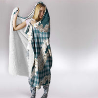 Dark Cyan Hawaii Tiare and Shell Lei Hooded Blanket Hawaiian Palaka Luxury Vibes - Polynesian Pride