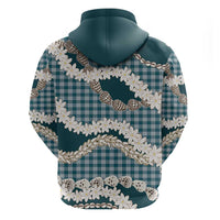 Dark Cyan Hawaii Tiare and Shell Lei Hoodie Hawaiian Palaka Luxury Vibes - Polynesian Pride