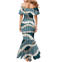 Dark Cyan Hawaii Tiare and Shell Lei Mermaid Dress Hawaiian Palaka Luxury Vibes - Polynesian Pride