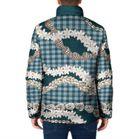 Dark Cyan Hawaii Tiare and Shell Lei Padded Jacket Hawaiian Palaka Luxury Vibes - Polynesian Pride