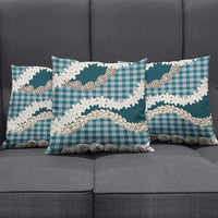 Dark Cyan Hawaii Tiare and Shell Lei Pillow Cover Hawaiian Palaka Luxury Vibes - Polynesian Pride