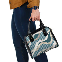 Dark Cyan Hawaii Tiare and Shell Lei Shoulder Handbag Hawaiian Palaka Luxury Vibes - Polynesian Pride