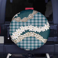 Dark Cyan Hawaii Tiare and Shell Lei Spare Tire Cover Hawaiian Palaka Luxury Vibes - Polynesian Pride