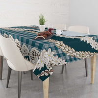 Dark Cyan Hawaii Tiare and Shell Lei Tablecloth Hawaiian Palaka Luxury Vibes - Polynesian Pride